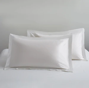 Hotel Bedding Set 100% Cotton Sateen Solid Woven Plain Rectangle Envelope Type Pillowcase White Anti-Dust Mite Customizable
