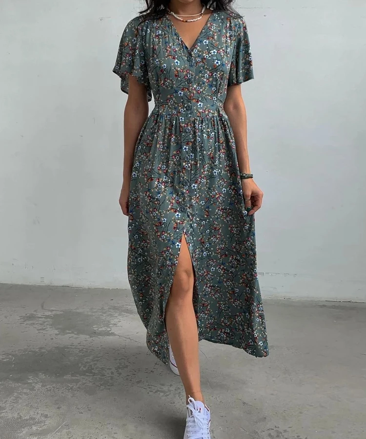 Wholesale Office Rainbow Chiffon Dress Chiffon Dress Woman Chiffon Boho Dress