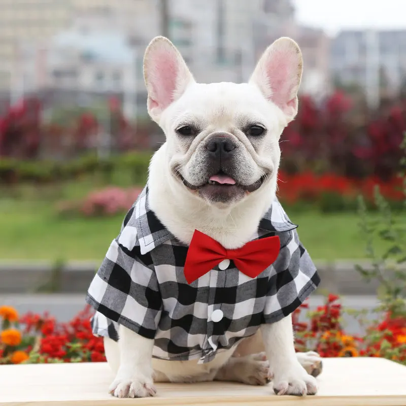 Pet Clothes Dog Wedding Shirt with Bowknot Decoration