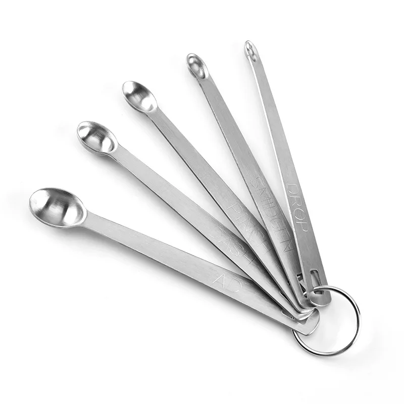5-Piece Eco-Friendly Stainless Steel Mini Measuring Spoon Set Dishwasher Safe for Cooking Liquid Measurements Kitchen Seasoning