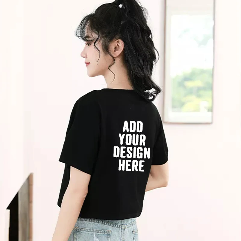 Wholesale Customized Your Brand Logo Label Tshirt Dtg Screen Print