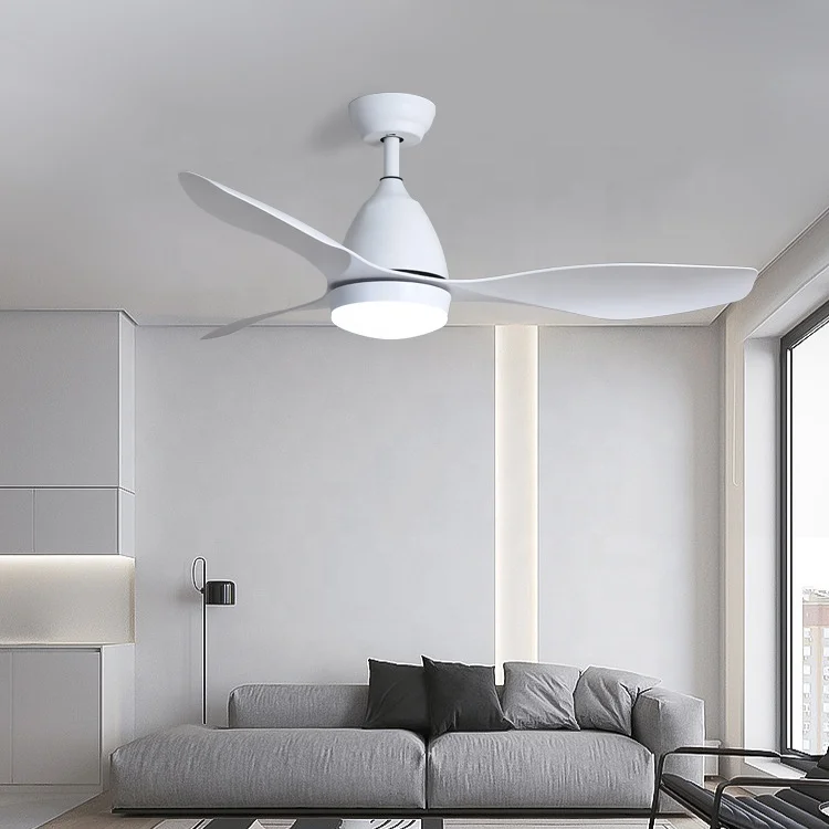 ESC LIGHTING Ceiling Fan Dc Motor ABS Plastic Blade 3 Color Led Light Ceiling Fan With Remote Control