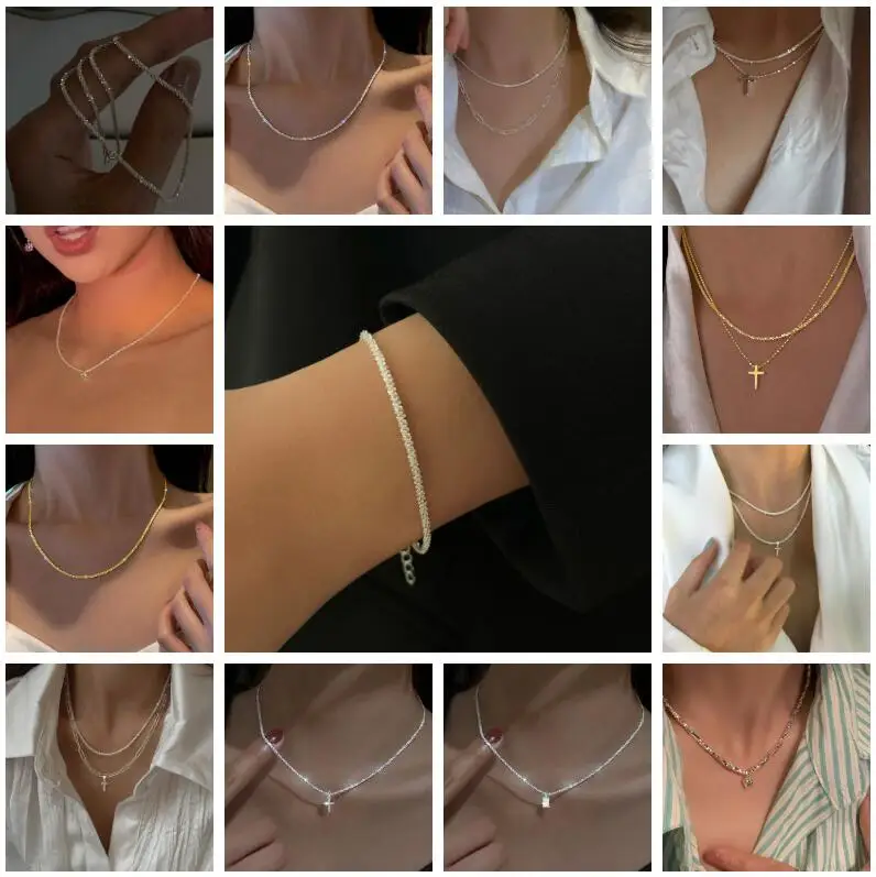 PASUXI Customize Simple Silver Color Choker Female Casual Necklace for Women Personality Fashion Jewelry Necklaces