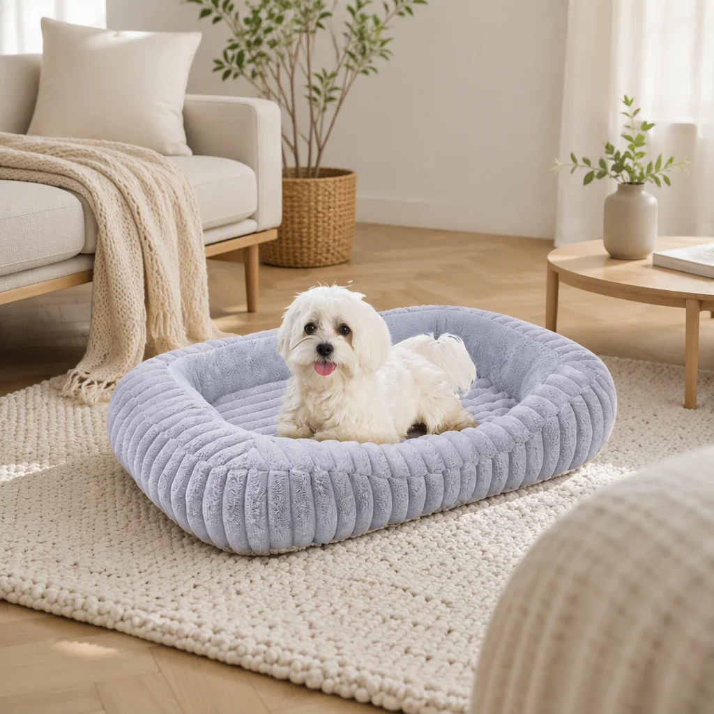 Oval Cut Pile Corduroy Pet Sofa — Product details 2