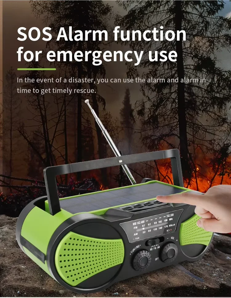 Portable Mp3 Player Built in Speaker Hand Crank Radio Led Flashlight Waterproof Weather Band Radio Mini Freeplay Solar Power