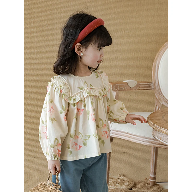 YOEHYAU Floral Girls Long Sleeve Shirt Cute Comfortable