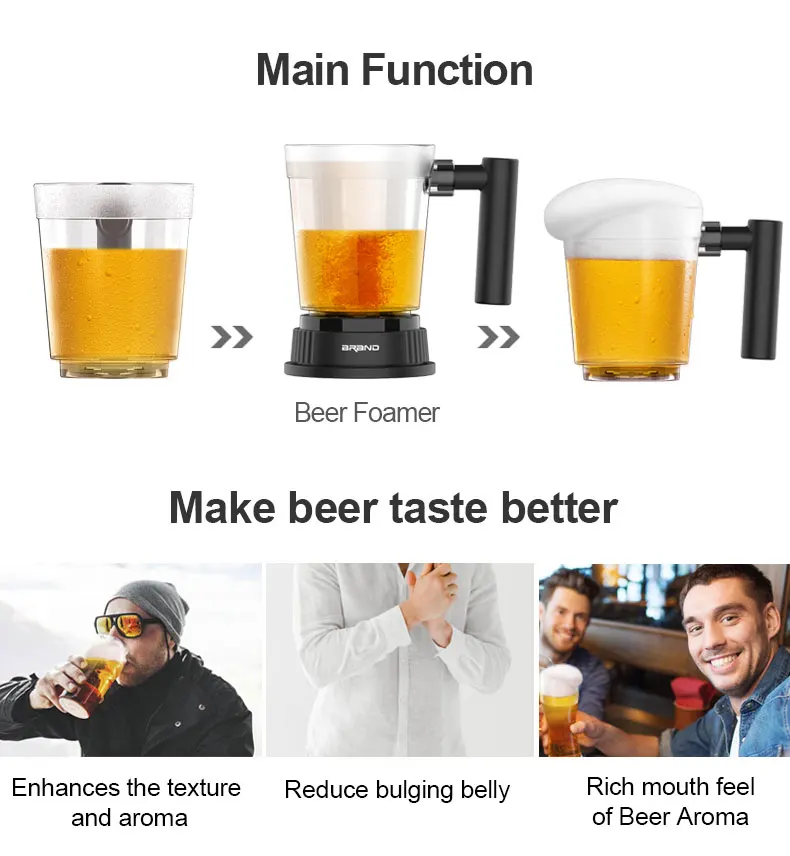 Portable Ultrasonic Beer Foam Maker Cup Beer Server Dispenser No Limit on Canned or Bottle Beer Size Ideal for Gift Happy Hours details