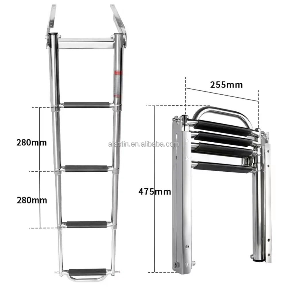 High Quality 4 Steps Boat Ladder Stainless Steel Marine Hardware Folding Telescopic Yacht Swim Ladder