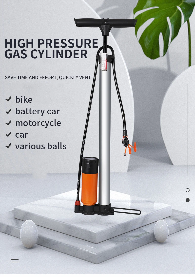 Portable Pump Bicycle Pressure Manual Tire Inflation With Pressure Gauge Manual Pressure