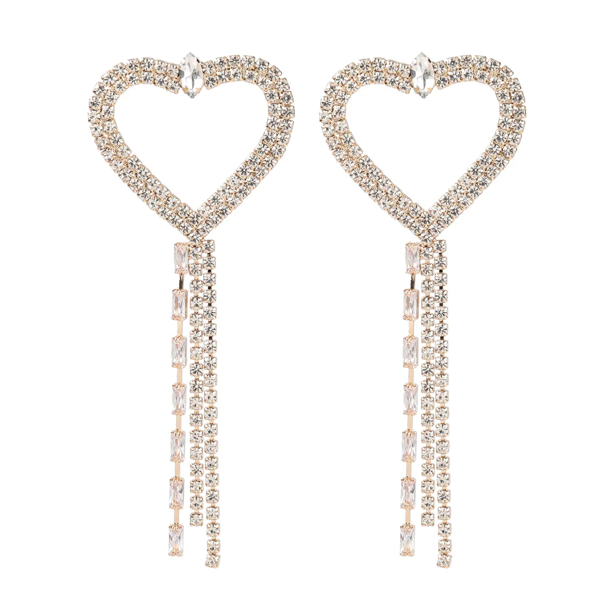 Jle13446 High Quality Fashion Heart Rhinestones Earrings Women