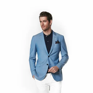 Fashion Good Quality Low Prices 100% Wool Blue Slim Fit Suits Jacket Blazer for Men