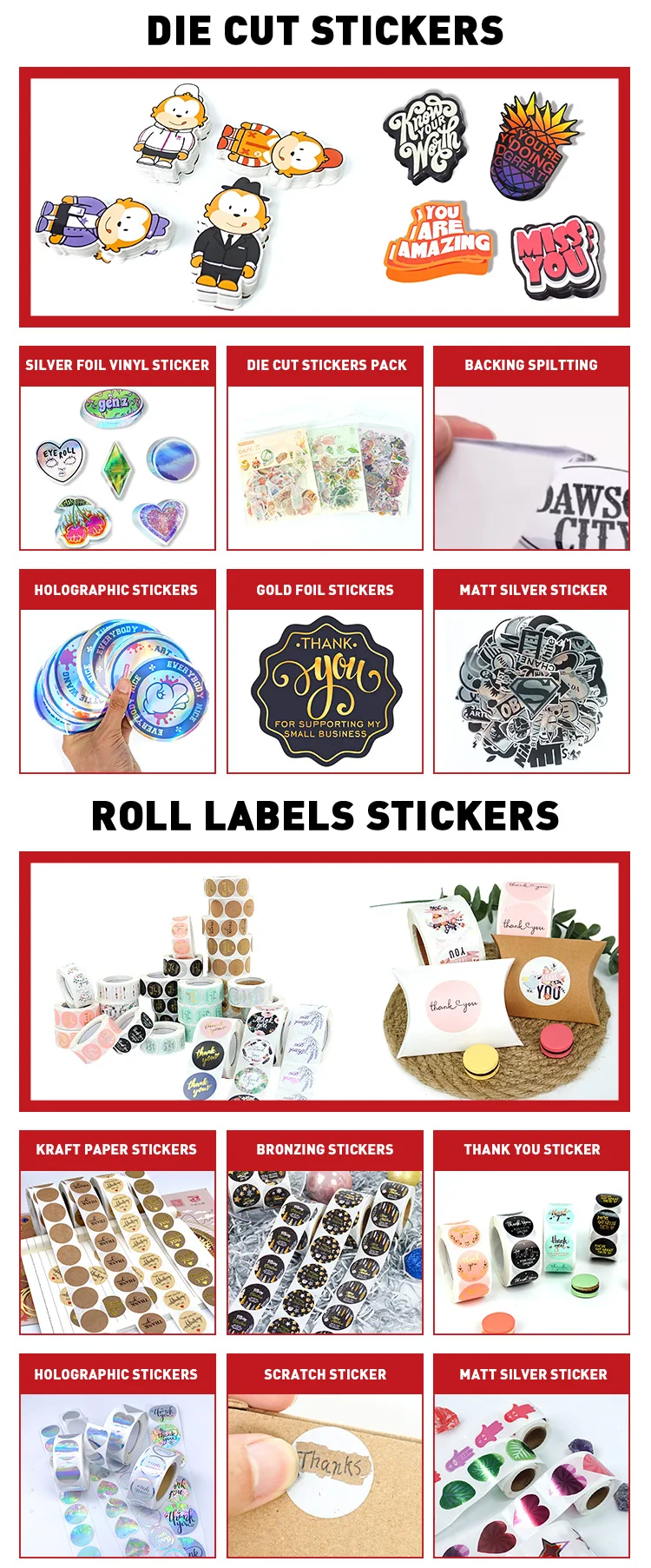 Custom Die Cut Vinyl Stickers Printing Adhesive Waterproof Pvc Label