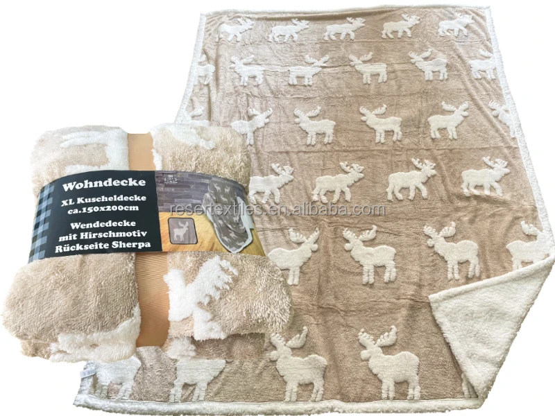 Perfect Gift Reversible Knitted Christmas Snowflake Sherpa Fleece Throw Blanket Fluffy Bed Sofa Cozy Plush for Winter