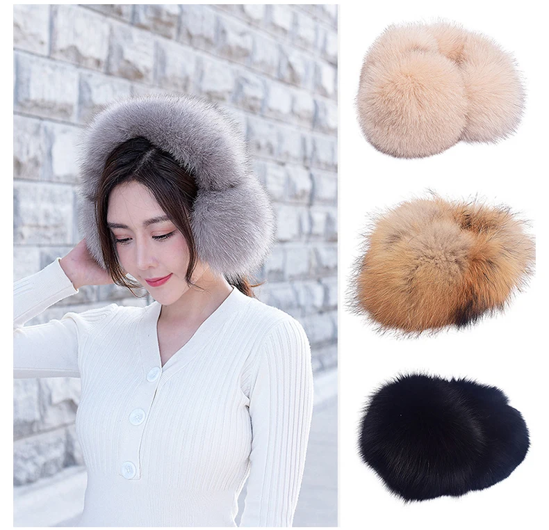Luxury Design 2023 Warm Winter Genuine Fox Fur Earmuffs Buy Fox Fur Earmuffs,New Style