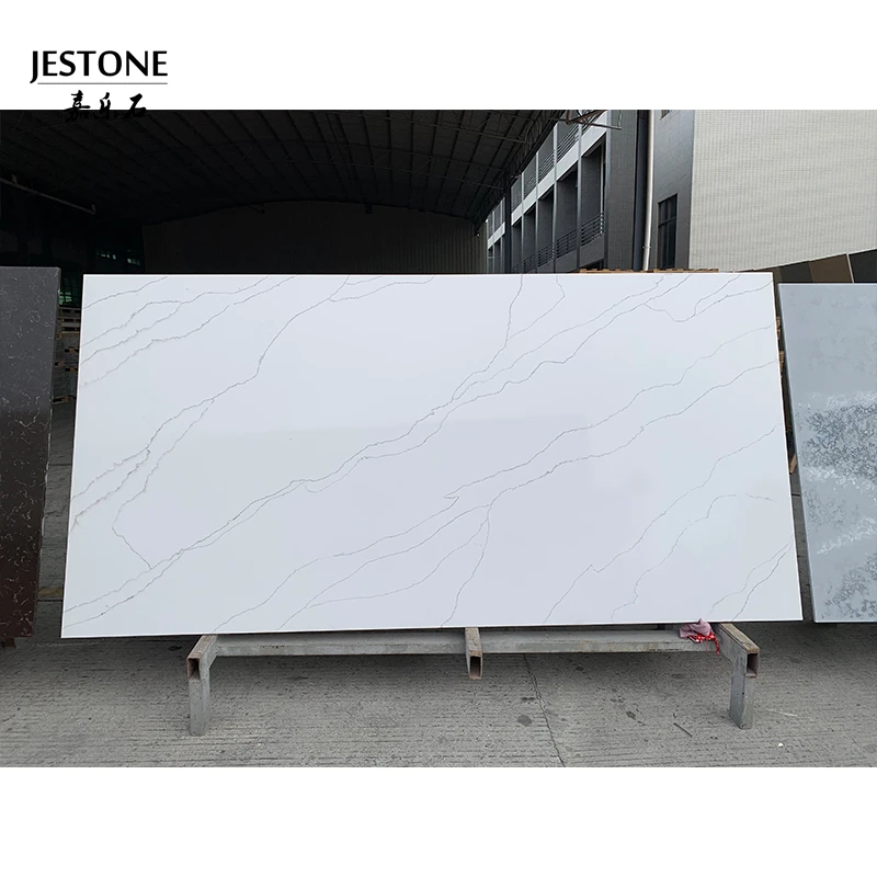 JESTONE Pure Super White Marble Granite Artificial Polished Quartz Tiles  Price Aura Backlit Quartz Stone Slabs