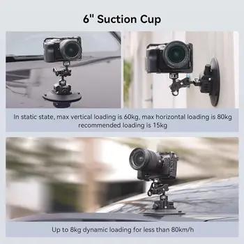 For SmallRig 6\" Suction Cup Camera Mount for Cars Smartphones Speeds 80km/h Recommends 15kg Load Stationary Clean Smooth detail image