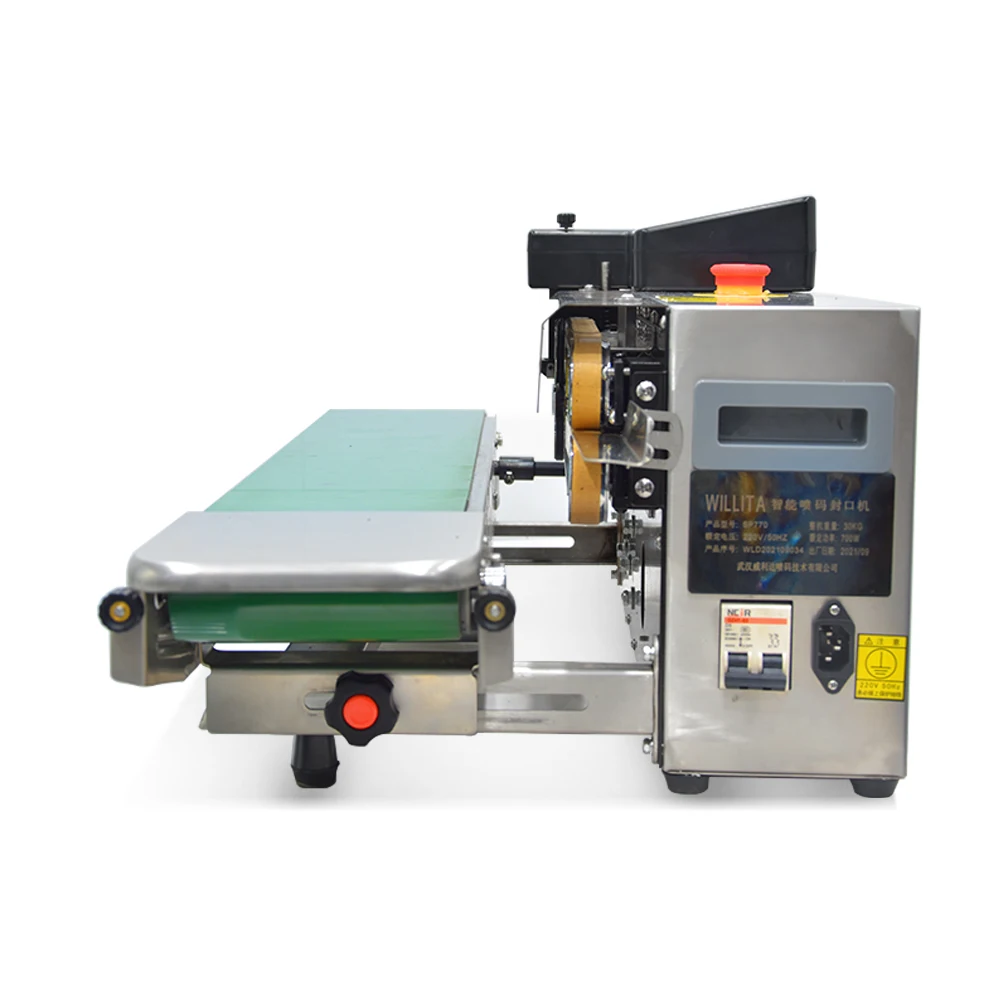 Automatic Continuous Band Sealer Machine for Coffee Bags Plastic Date Code Printing for Manufacturing Plants