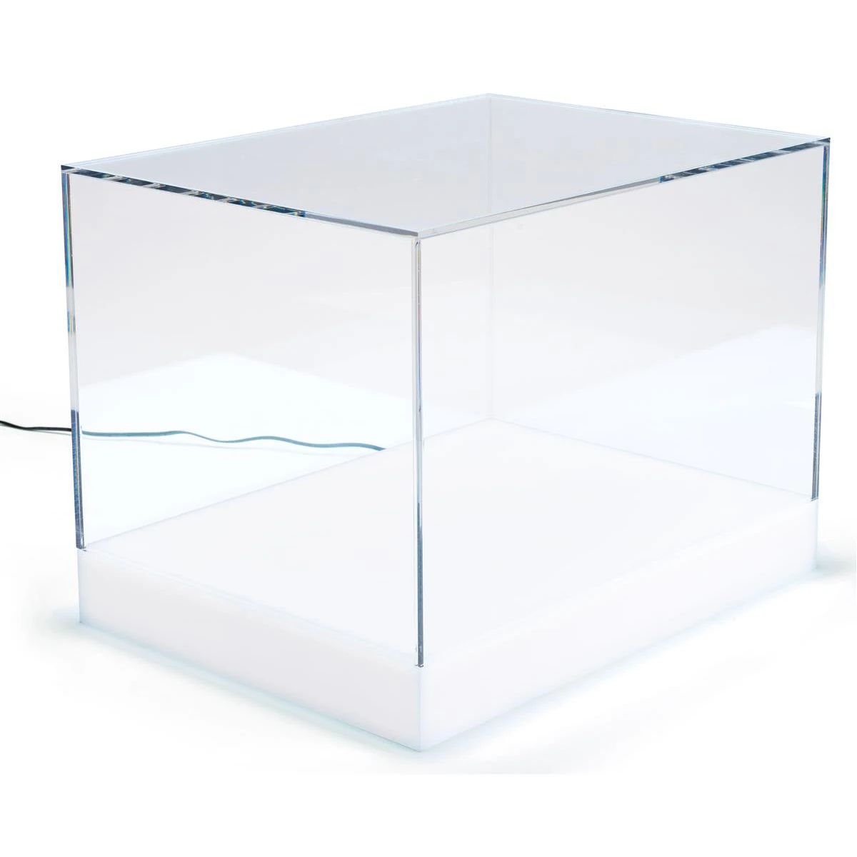 Countertop LED Lighted Large Display Showcase Acrylic Display Cube With Color-Changing Base