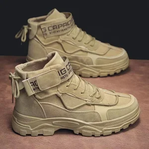 Men's Casual Trendy High Top Work Boots Breathable and Anti-Slip Versatile Short Style for Spring Autumn and Winter Workwear