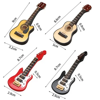 Chitarra In Miniatura In Legno Scala 1:12 Per Casa Delle Bambole: Accessorio Decorativo In Betulla - 5