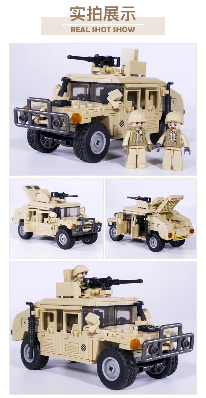 Hummer H2 US Army Desert Color M38 B0837 Sluban Costruzione Mattoncini 