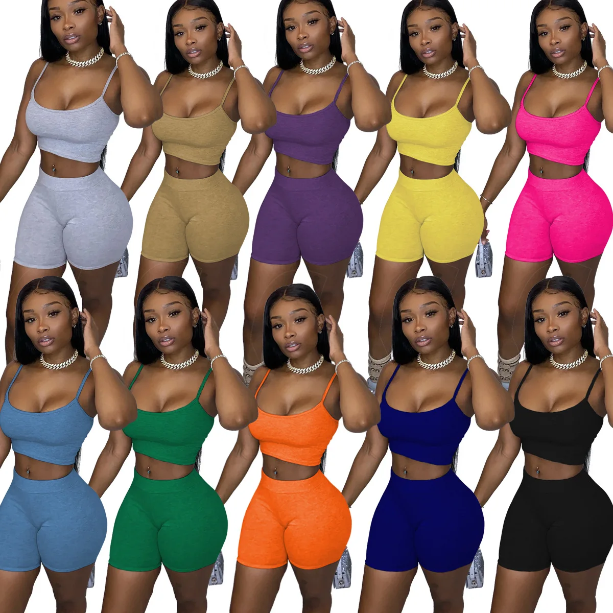 biker shorts and tank top set
