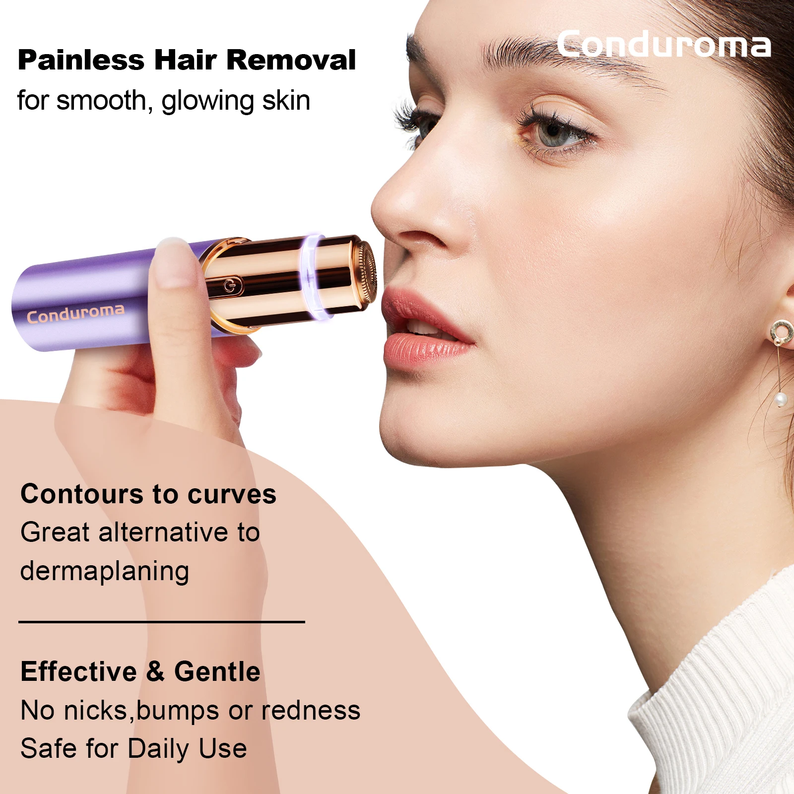 Conduroma 2 in 1 Electric Eyebrow Trimmer & Face Shavers for Women Hair Removal  with Led Light Facial Hair Removal