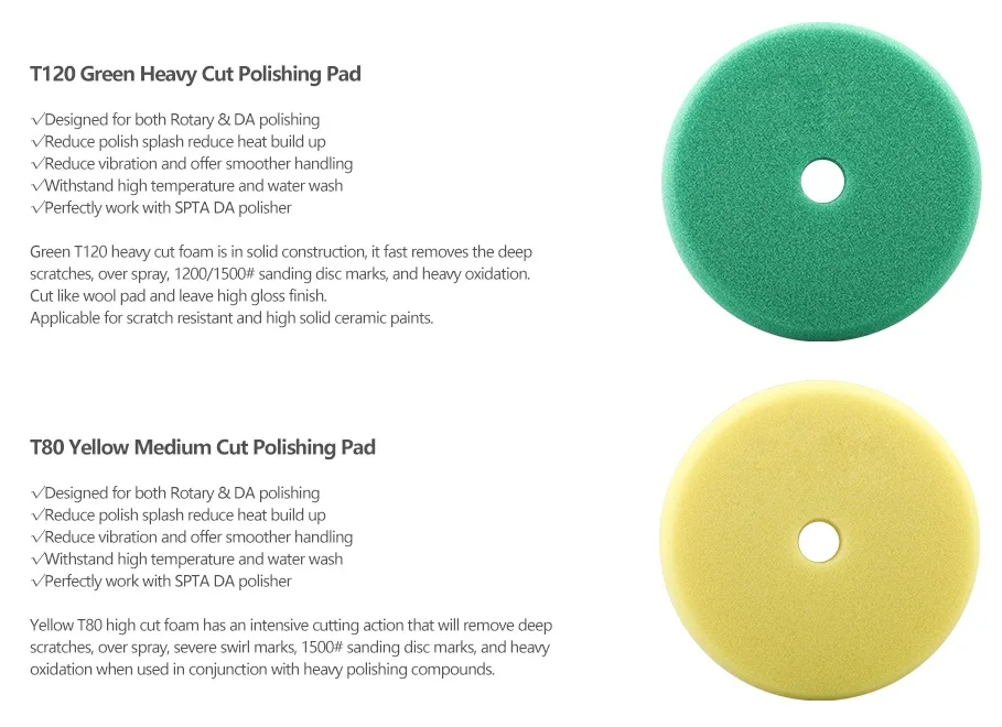 Spta 3inch 80mm Multi Color Car Polishing Foam Pads For Car Detailing