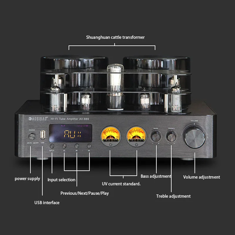 220V 200W*2 HiFi ワイヤレスブルートゥース真空管アンプ スピーカー