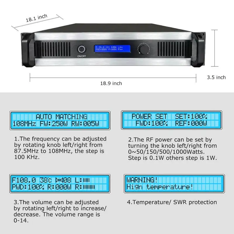 1500W Professional FM Transmitter Transmisor Fm 1.5KW for Radio Station