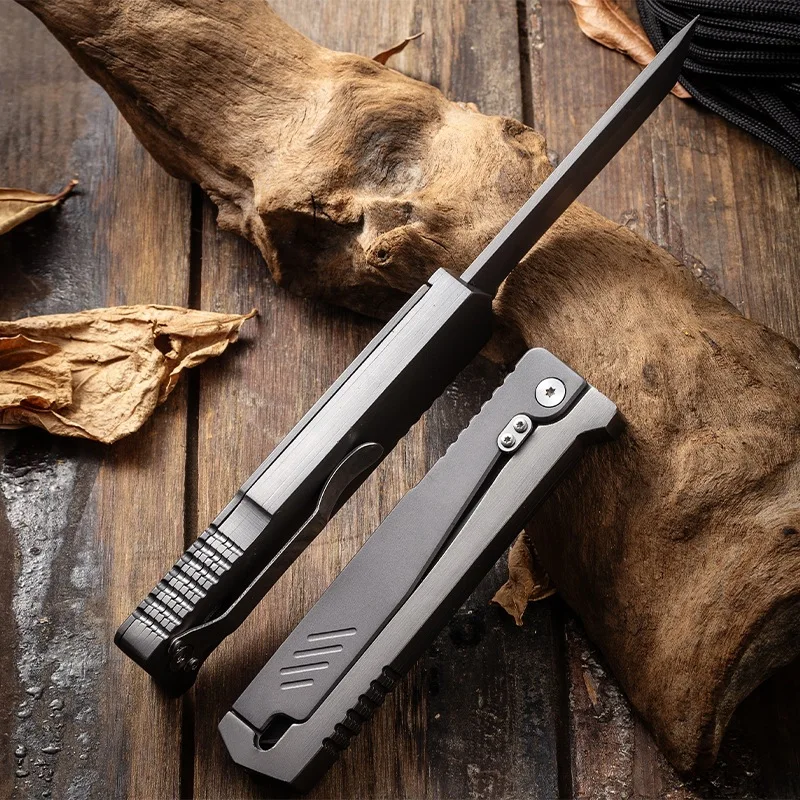 2024 Arrival SKD-11 Steel Blade Folding Knife Retractable Knife with Steel Handle Tanto Blade Titanium Coated Knife