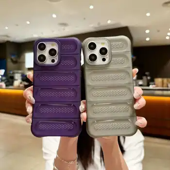 NEW TPU Mesh Heat Dissipation Back Cover Shockproof Protective Case for iphone 15 16 pro max  Skin Friendly Mobile Cover case