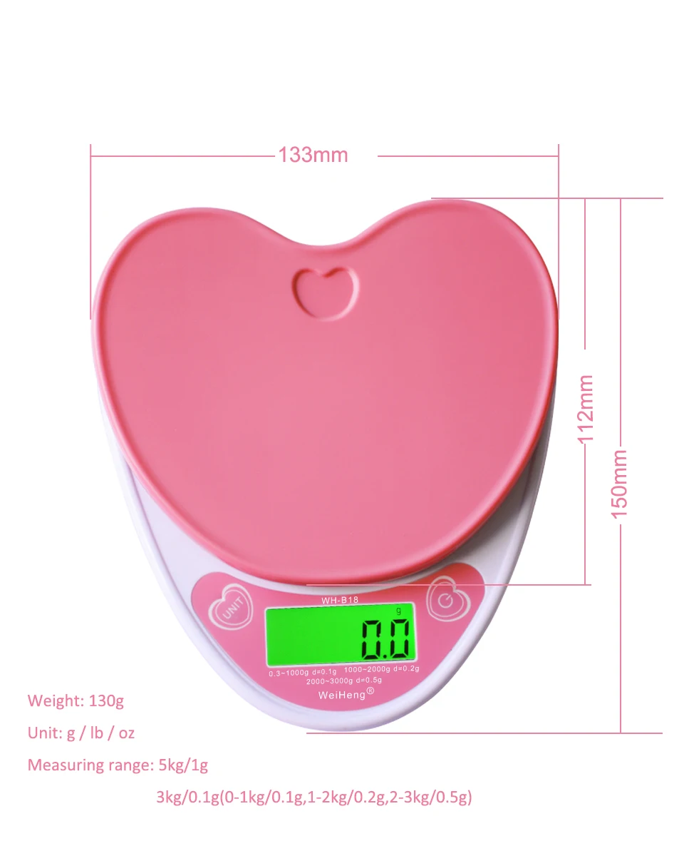 Pink Heart-Shaped Kitchen Scale