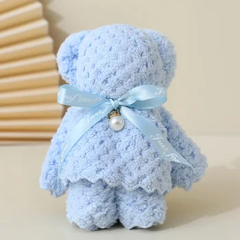 Factory Wholesale Customized Logo Gift Set Little Bear Towel Soft Absorbent Coral Velvet Quick-Dry for Adults Birthday Wedding