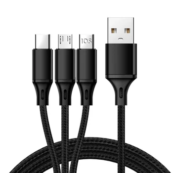 LKL Multi Charging Cable 1.2m Nylon Braided Universal 3 in 1 Charger Cable Special Design Multi Charging Cable Support OEM