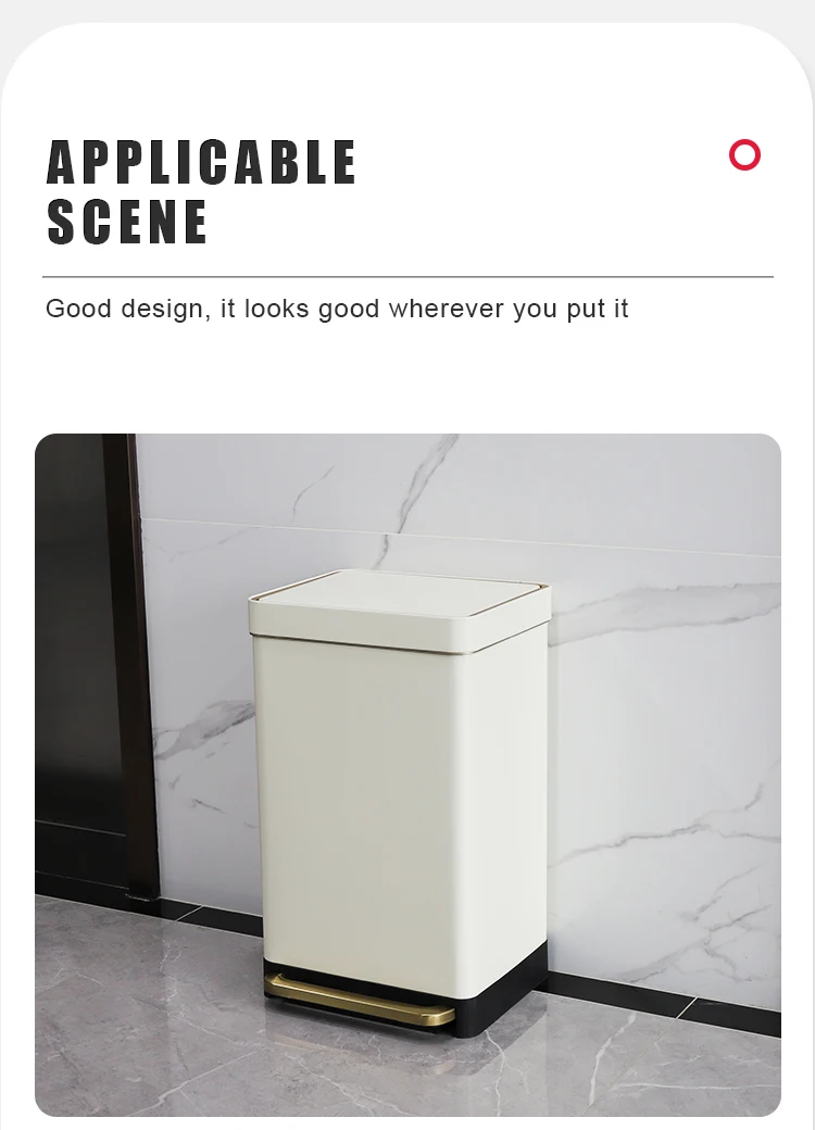 Indoor 50l Large Capacity Hotel Trash Can Open Top Stainless Steel Rectangle Waste Bin With