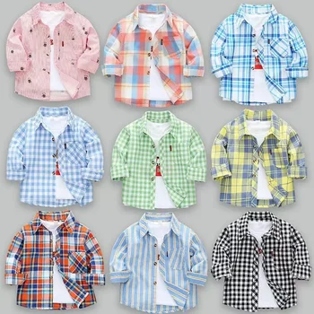 Wholesale Baby Clothes Summer Cotton Plaid T-Shirt 1-3 Years Toddler Boy Clothing Short Sleeve T Shirt Kids Clothing Custom Logo