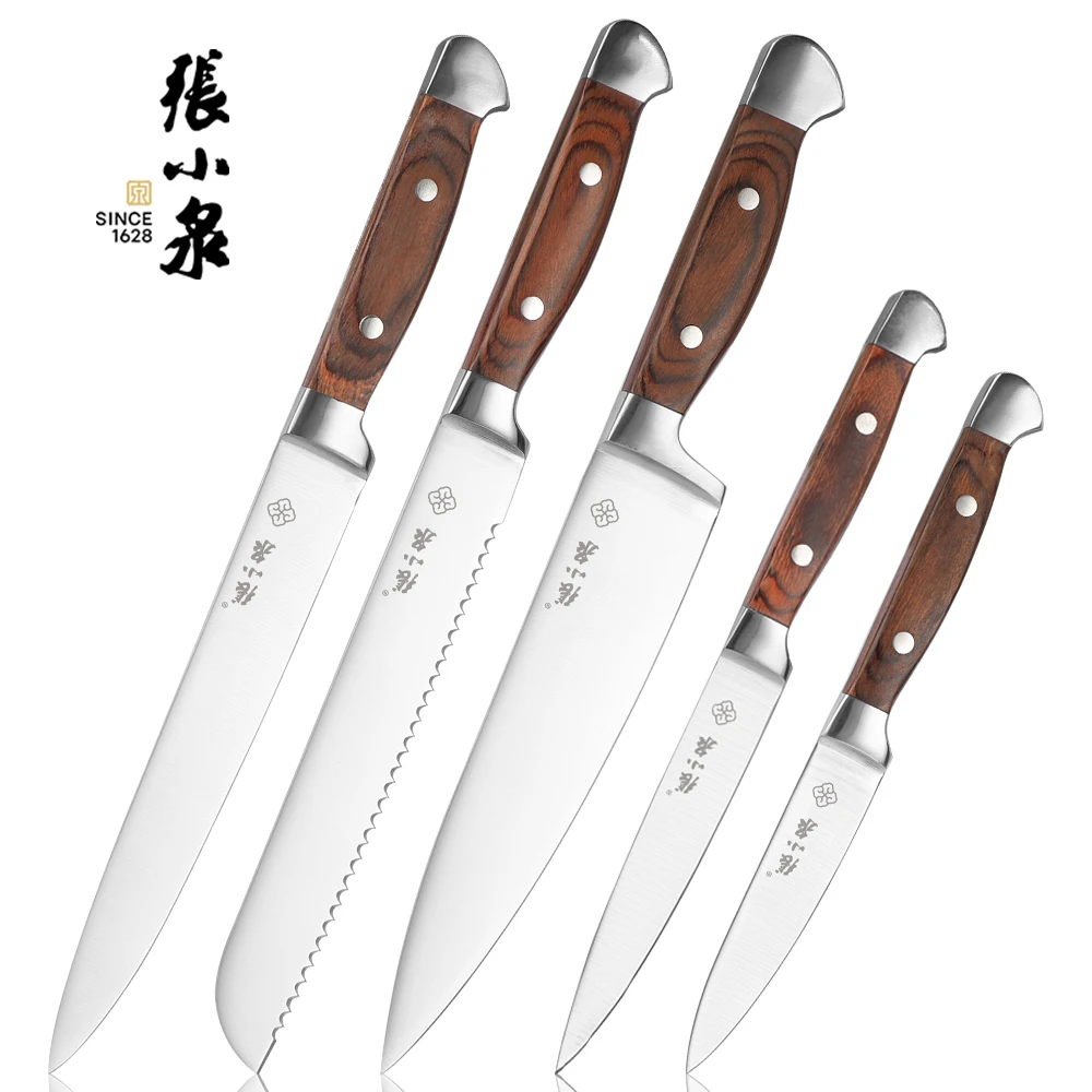 Double Bolster Knife Set With Pakka Wood Kitchen Knife Set Complete