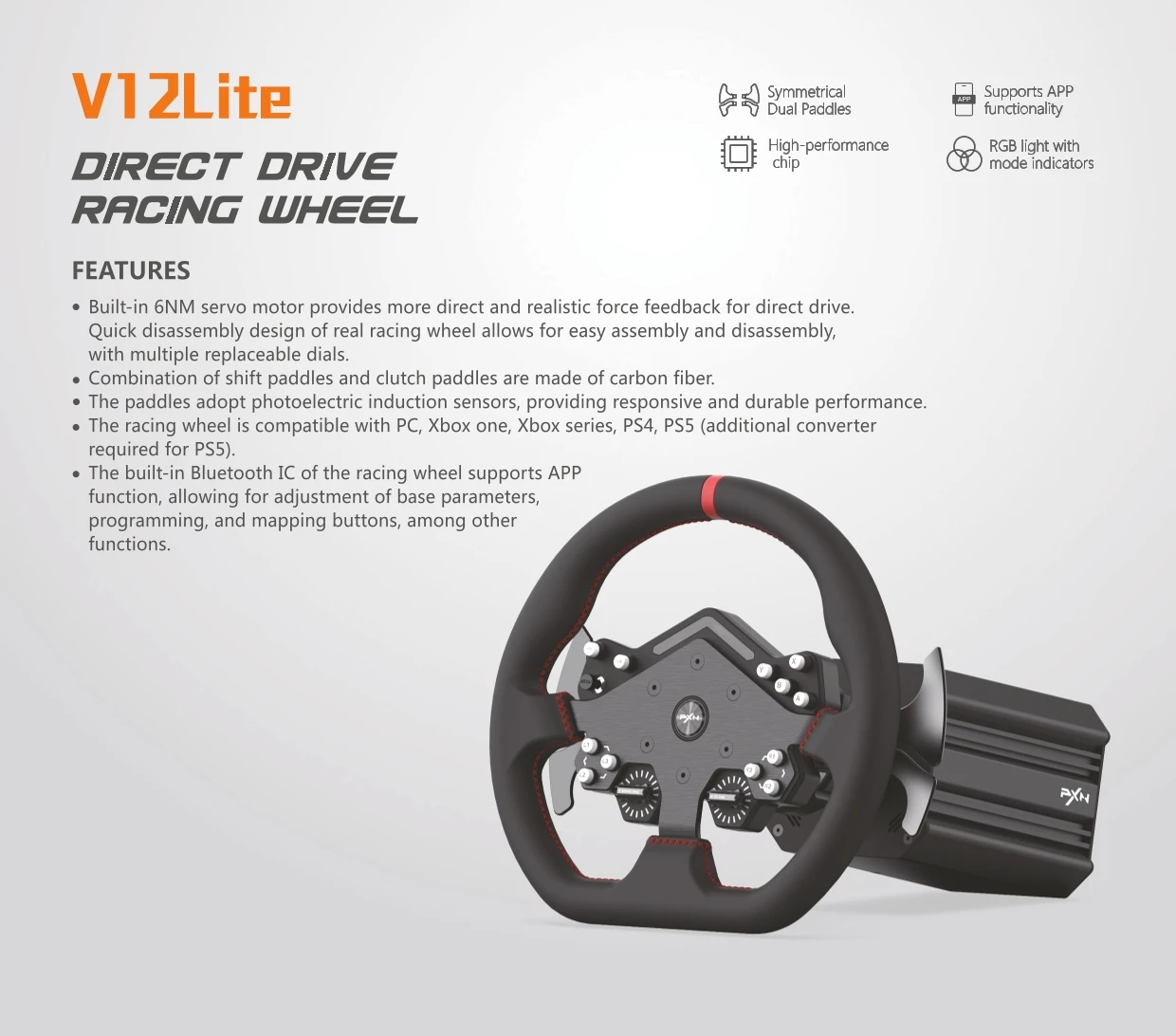 Pxn V9 V10 V12 V12lite V99 Racing Car Gaming Steering Wheel With Pedals ...