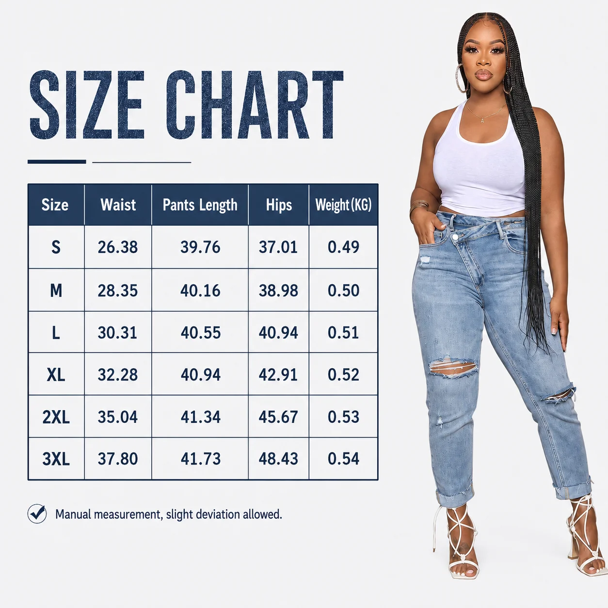 New Arrivals Broken Hole High Waisted Casual Womens Stretchy Pencil Pants Light Wash Breathable Jeans