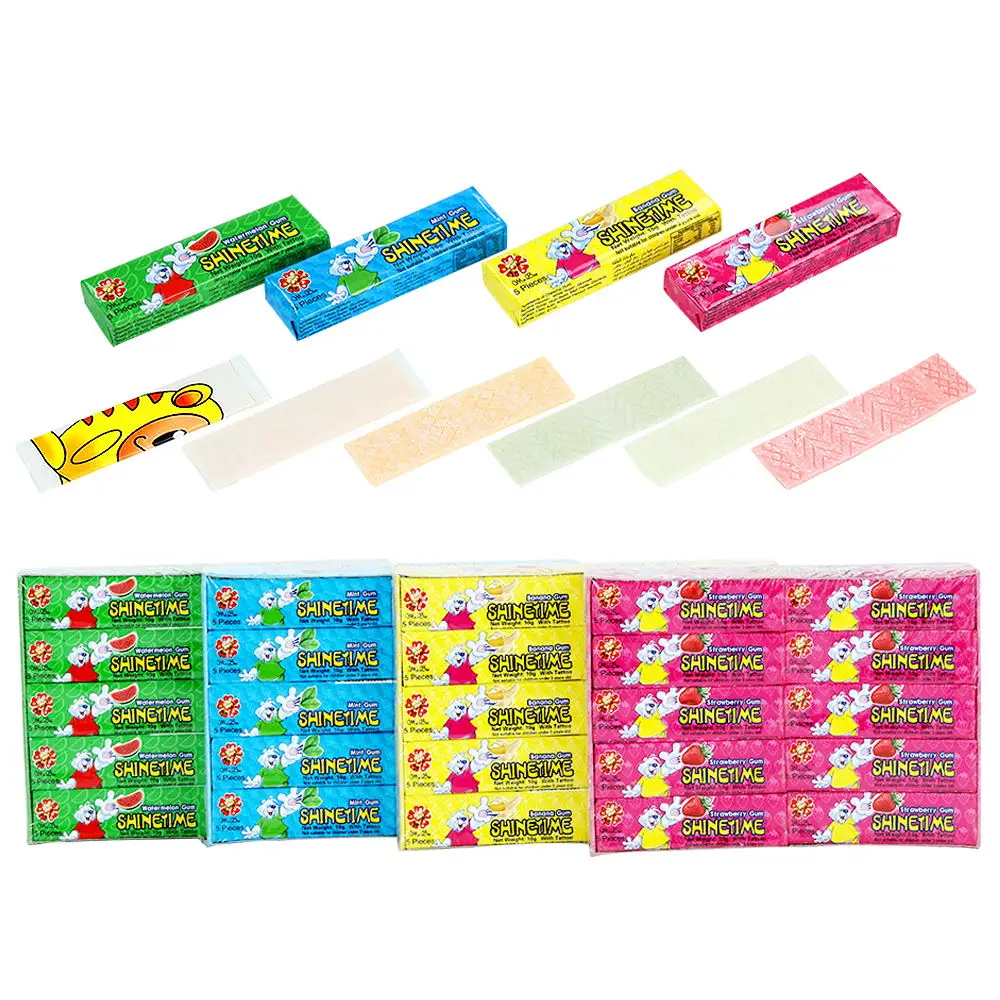 Halal Cheap Price High Quality Tutti Fruit Double Mint Stick Bubble Chewing  Gum with Tattoo Manufacturer Candy
