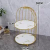 Double-layered golden birdcage (with white striped base)