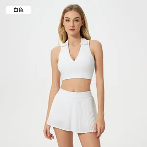 D25009 Solid Pattern Yoga Bra Set Running Shockproof Fitness Vest Breathable Chest Pad Drawstring Closure Outdoor Sports Shorts