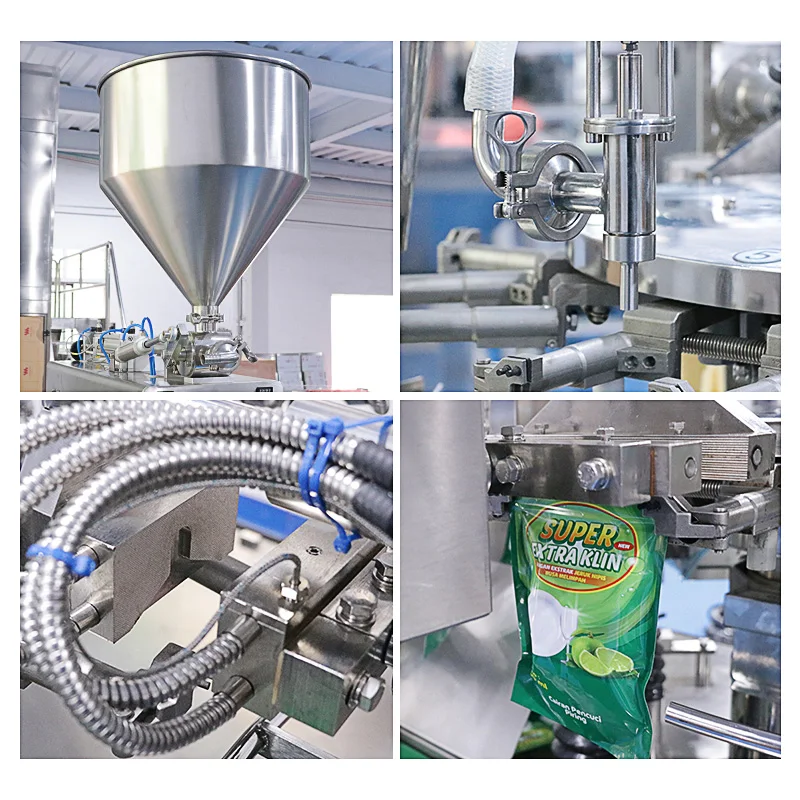 Spout Doypack Automatic Filling Liquid Juice Drinks Sealing Packaging Coconut Palm Cooking Oil Premade Pouch Packing Machine