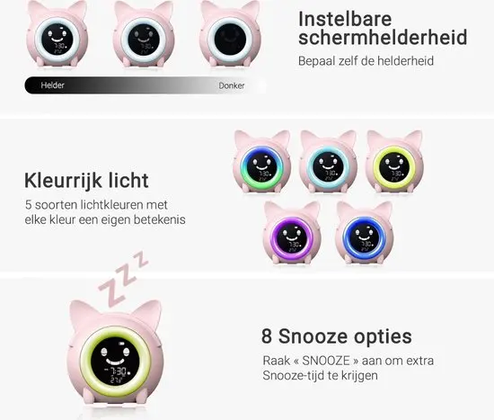 KG-2715 Antique Style Digital Children's Sleep Trainer Clock Cute Cat Design Brightness Changing Feature USB for Household Car - Image 6