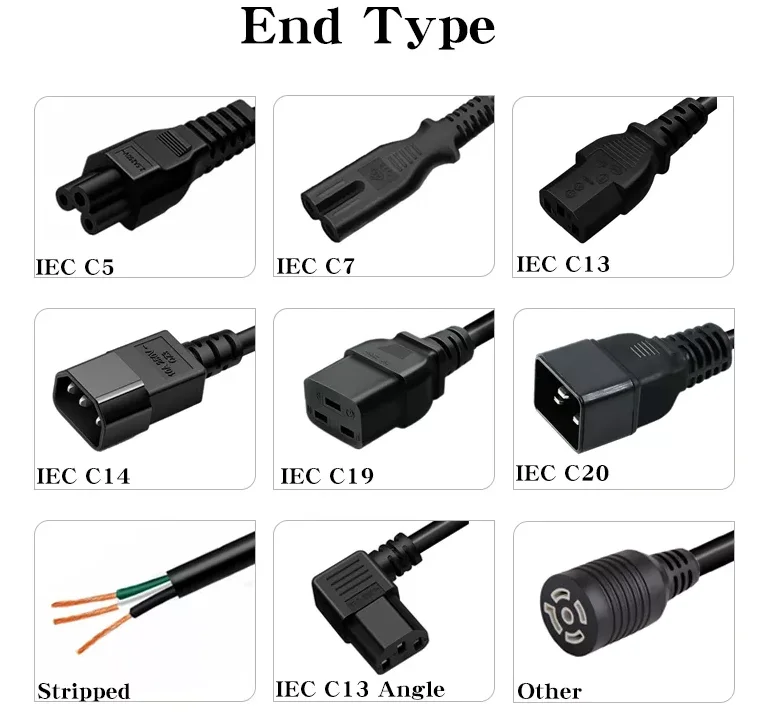 3x0.75mm2 Pure Copper Iec C13 Ac Cable 0.5m 1m 1.5m 1.8m 6ft Euro Plug ...