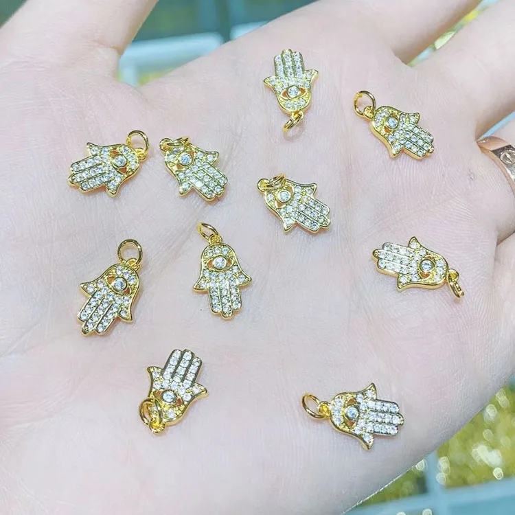 CZ8308 Mini Minimal CZ Paved Star Evil Eyes Heart Lock Plane Charms for Necklace Jewelry Accessories Making