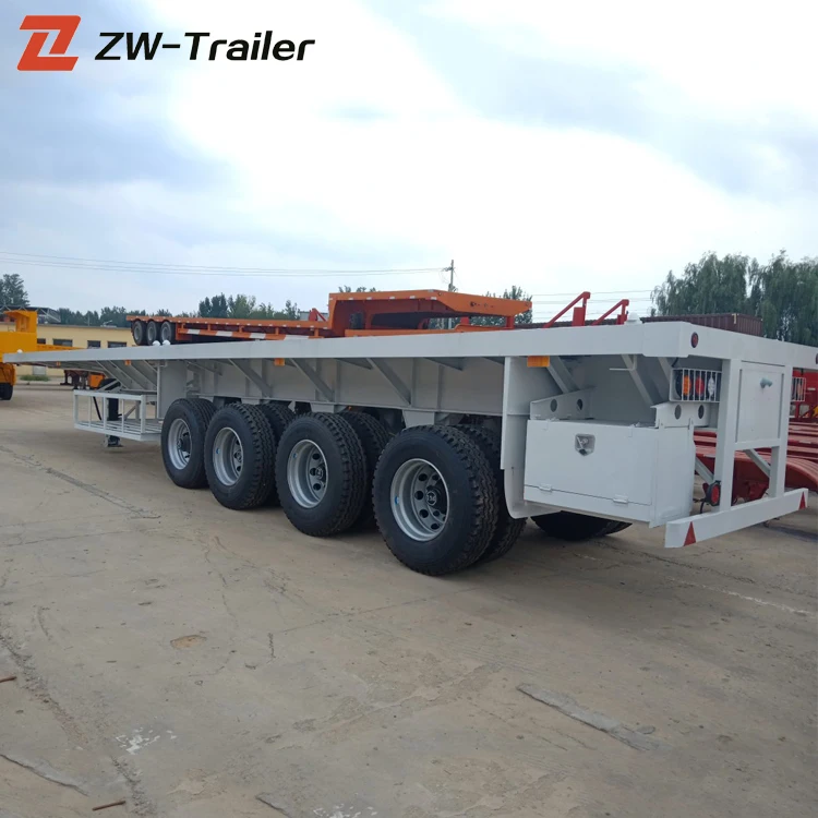 3 Axle 20ft 40ft Container Chassis Transport Flat Bed Flatbed Semi ...