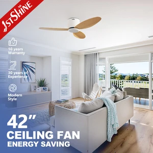1stshine Ceiling Fan Home Flush Mounted OEM Bent Wood 42 Inches Space Saving Ceiling Fan with Remote
