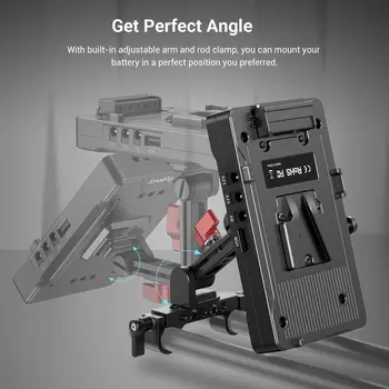 Small Rig V Mount Battery Adapter Plate, Power Supply Splitter With 15 mm Rod Clamp and Adjustable Arm - 3204 detail image